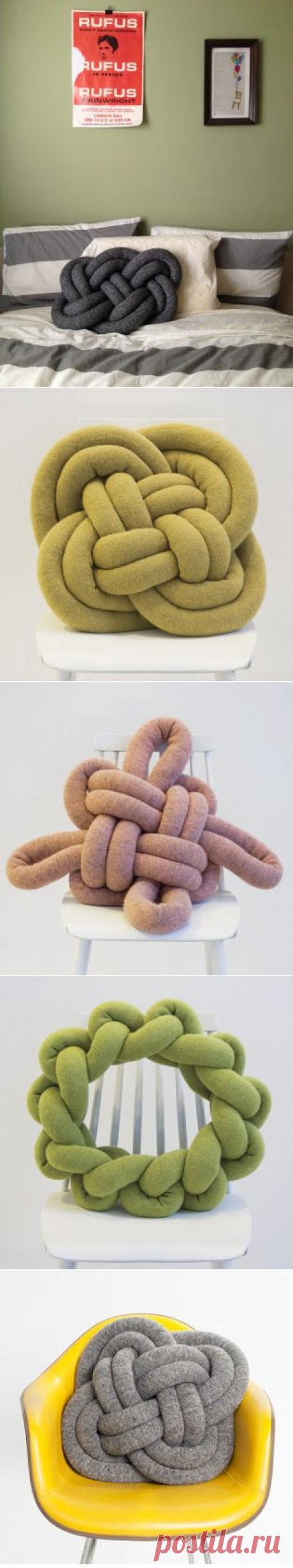 Декоративная подушка-узел: сделать проще, чем кажется | Самоделкино