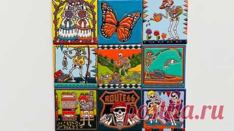 VENTA, Diseños de Azulejos Limitados, Loteria, Azulejo Mexicano de Talavera, Azulejos de Cerámica, Hecho a mano, Decoración del Hogar, Posavasos, Pintado a mano 4X4 - Etsy Chile