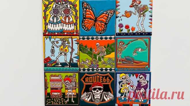 VENTA, Diseños de Azulejos Limitados, Loteria, Azulejo Mexicano de Talavera, Azulejos de Cerámica, Hecho a mano, Decoración del Hogar, Posavasos, Pintado a mano 4X4 - Etsy Chile