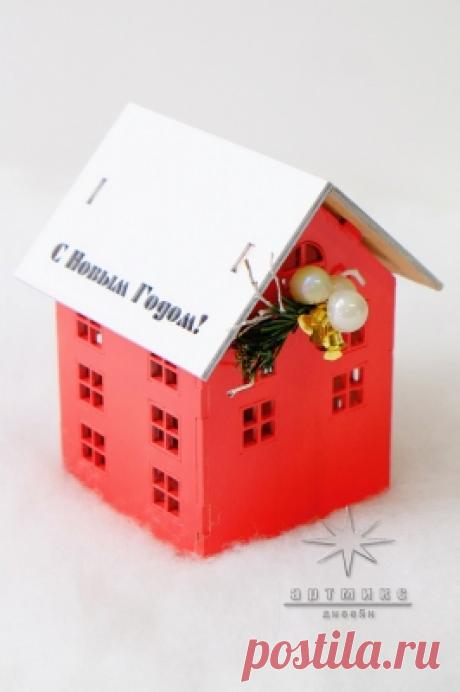 Новогодний сувенир домик-светильник