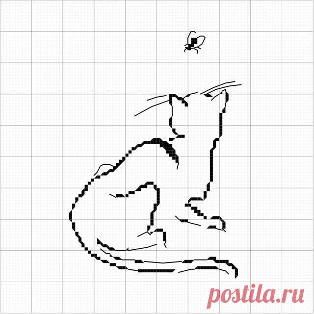 вышивка крестом схемы кошки монохром - Сумки