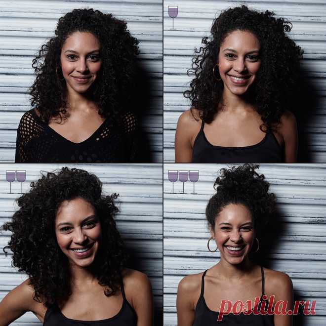 Фотограф показал, как выглядят люди после 1, 2 и 3 бокалов вина