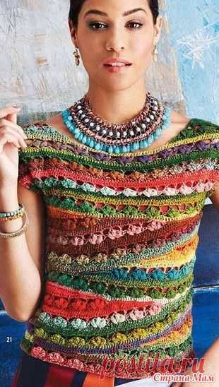 Multicolor Top - Free Crochet Diagram - (stranamam) | crochet patterns