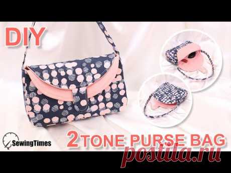 DIY 2TONE PURSE BAG | How to make Casual Handbag | Sewing Pattern &amp; Tutorial [sewingtimes] - YouTube