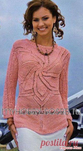 Пуловер абрикосового цвета спицами от nina7 из Страны мам