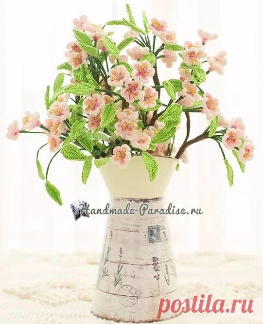 Цветущий ПЕРСИК крючком. Схемы вязания - Handmade-Paradise