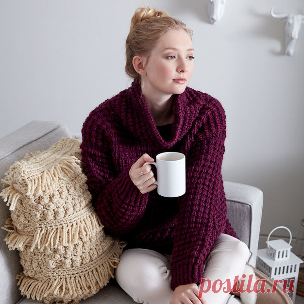 Bernat Easy-Going Knit Pullover, XS/S | Yarnspirations