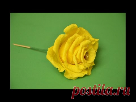 Pозa из гофрированной бумаги. Мастер-класс.Rose aus Kreppapier selber machen Tutorial,