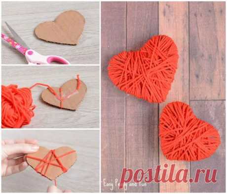 Love is in the air! Today we are going to show you how to make yarn wrapped hearts. This craft idea is great both for kids and grown ups, making it the one of the