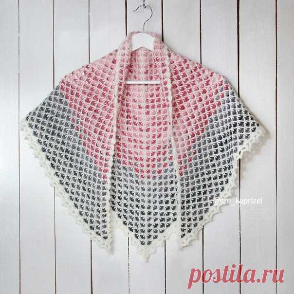 Пост на стене Мини - шаль крючком. Схема.#вязаные_аксессуары #шаль_крючком #мини_шаль #вязание_крючком