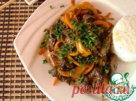 Куриная печень с овощами в китайском варианте - кулинарный рецепт