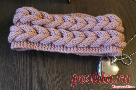 Повязка спицами Оригинальные косы + снуд узором рис - В.Г.У. - Вязаные Головные Уборы - Страна Мам