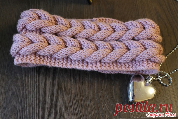 Повязка спицами Оригинальные косы + снуд узором рис - В.Г.У. - Вязаные Головные Уборы - Страна Мам