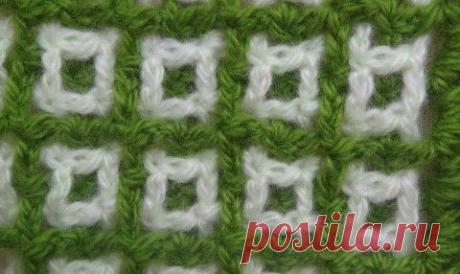 Двухцветная филейная сетка - узор КВАДРАТИКИ. crochet patterns | Вязание крючком и спицами