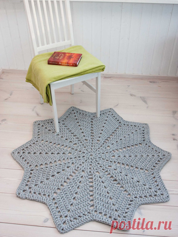 Grey star shaped doily rug 46'' / 117 cm от ForHomeAndSoul