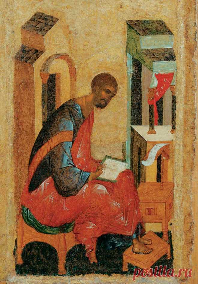 Андрей Рублёв. Царские врата иконостаса (аттр) (1425-1427)_деталь Евангелист Лука