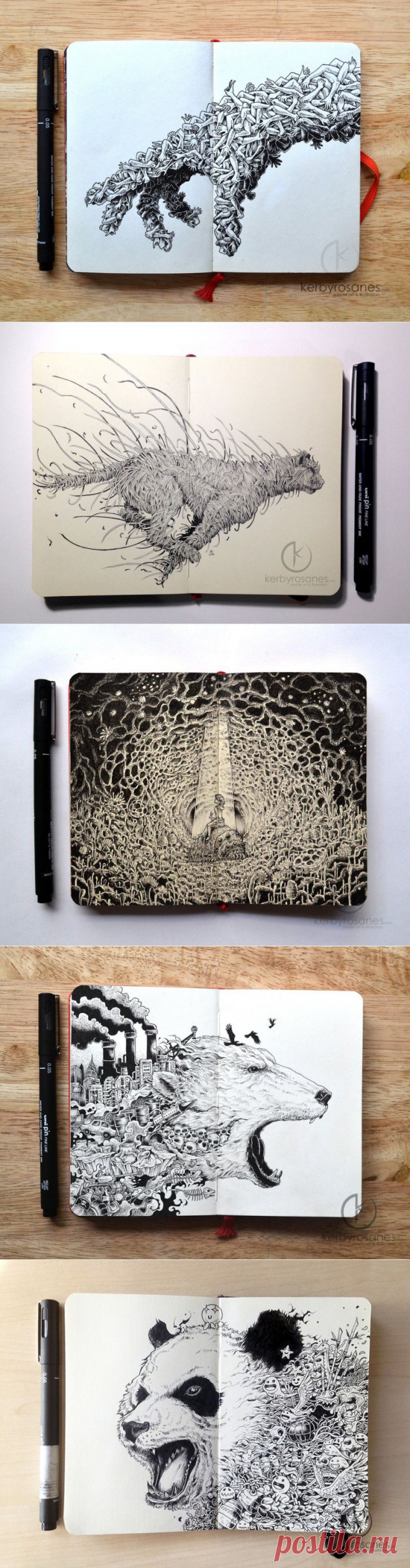 Непростые рисунки в блокноте Кэрби Розанеса