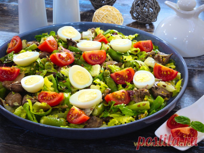 Салат с куриной печенью и стручковой фасолью. Салат с куриной печенью и стручковой фасолью