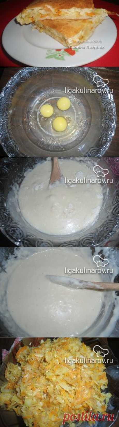 Пирог заливной с капустой – рецепт с фото от Лиги Кулинаров, пошаговый рецепт