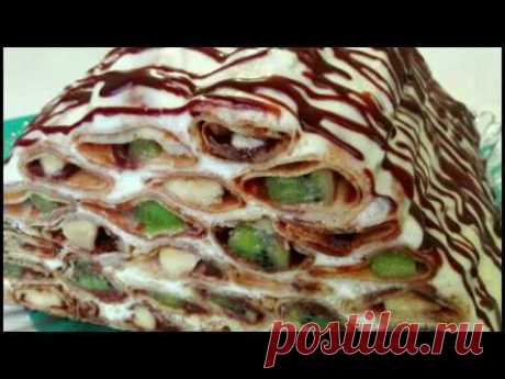 Шикарный БЛИННЫЙ ТОРТ! Очень Сочный Торт с Фруктами и Шоколадом! Тонкие БЛИНЫ(БЛИНЧИКИ)на МАСЛЕНИЦУ!