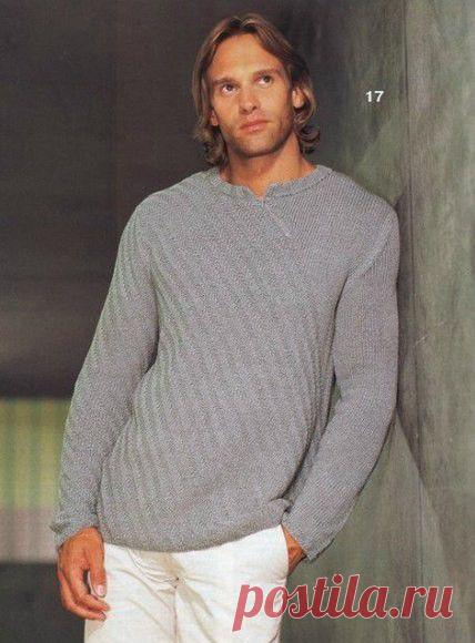 Вязаный спицами пуловер для мужчин. Мужской пуловер по схеме | Все о рукоделии: схемы, мастер классы, идеи на сайте labhousehold.com