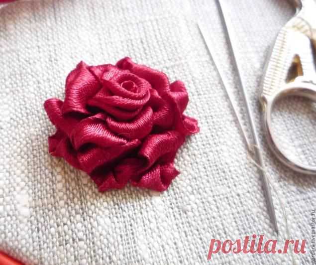 Роза.Вышивка лентами. - Ярмарка Мастеров - ручная работа, handmade