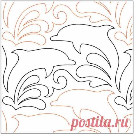 Dolphin Dance PAPER longarm quilting pantograph design by Lorien Quilting