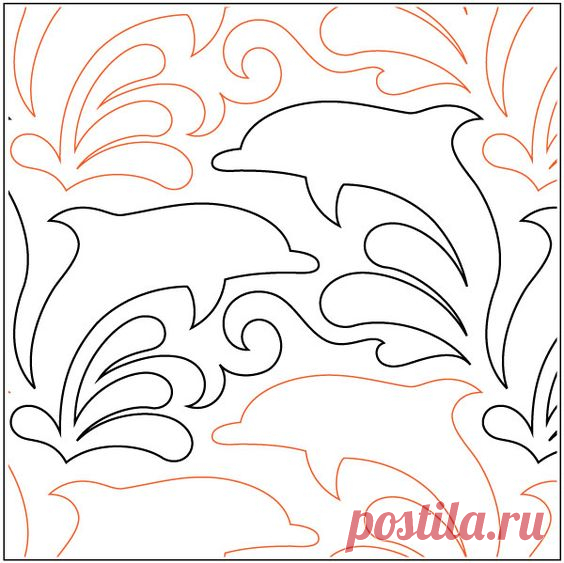 Dolphin Dance PAPER longarm quilting pantograph design by Lorien Quilting