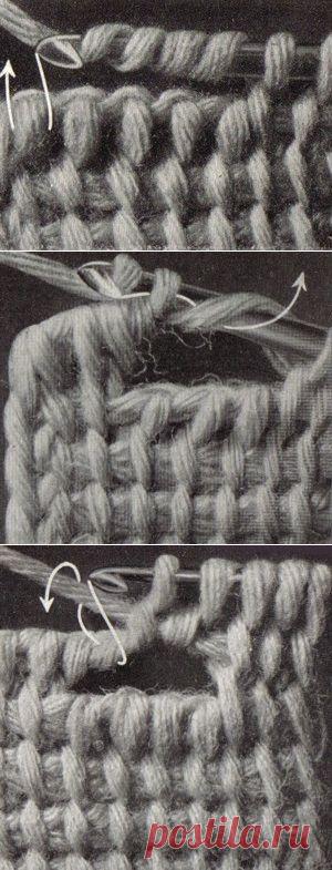 Тунисское вязание - петли для пуговиц.