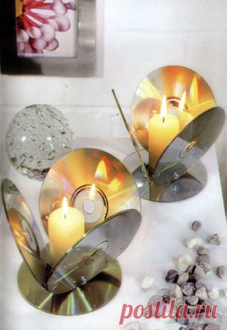 Делаем подсвечник из CD диска — DIYIdeas