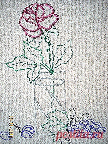 Панно.Изнанка.Рисование на швейной машинке.