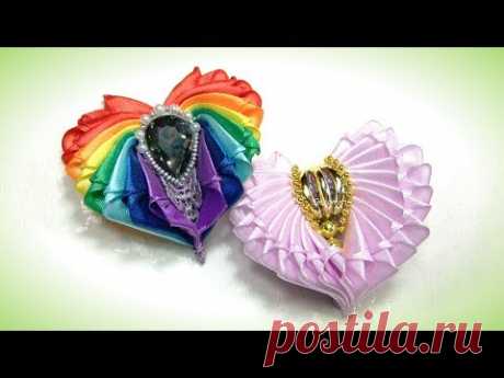 Сердечко своими руками из лент канзаши / diy heart