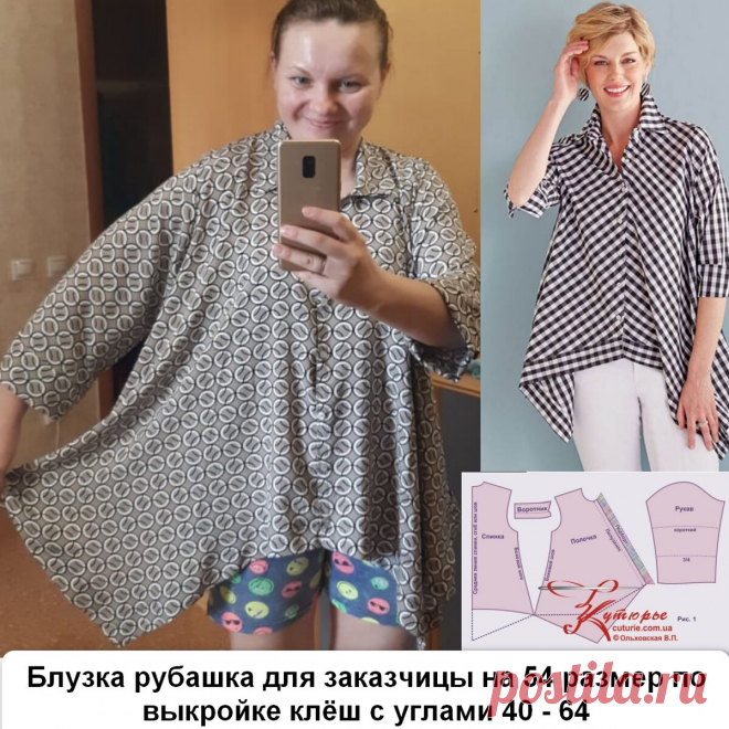 Блузка - рубашка по простой выкройке больших размеров с инструкцией как сшить | Шьем с Верой Ольховской | Яндекс Дзен