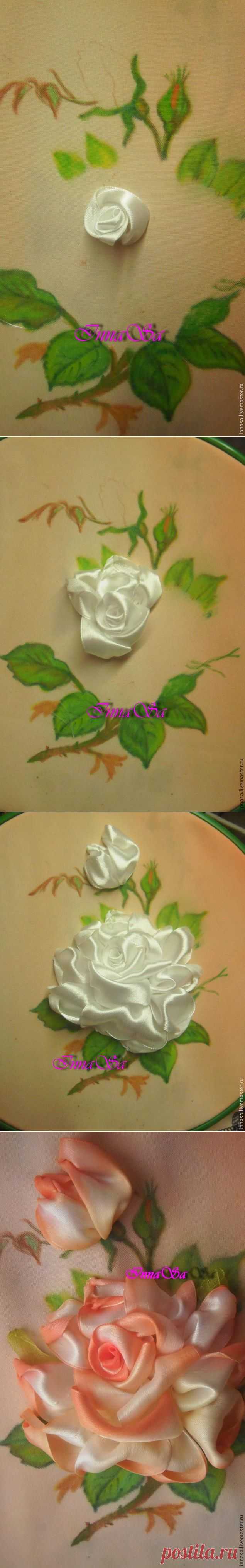 Вышиваем розу лентами - Ярмарка Мастеров - ручная работа, handmade