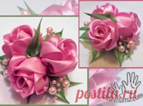 Розы из лент