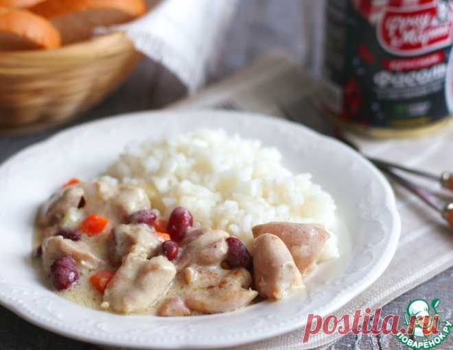 Курица в сливочном соусе с фасолью – кулинарный рецепт