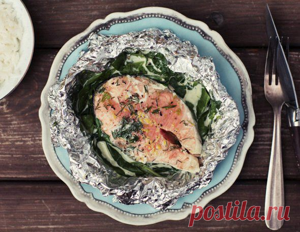 Красная рыба в конвертиках с шпинатом и сливками | Вкусный год с Анной Людковской
