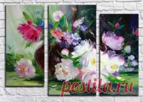 Купить модульные картины цветы + подарок всем!
