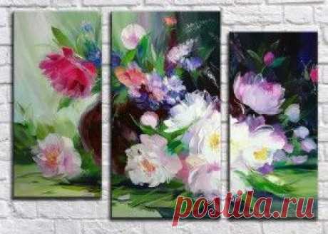 Купить модульные картины цветы + подарок всем!
