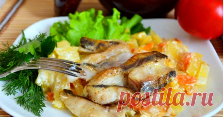 Восхитительная скумбрия, тушеная в сметане с овощами