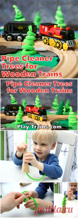 Pipe Cleaner Trees for Wooden Train Layouts