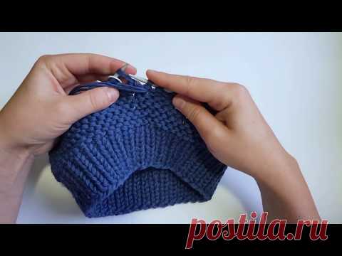 Незаметный стык рядов (платочная вязка по кругу)