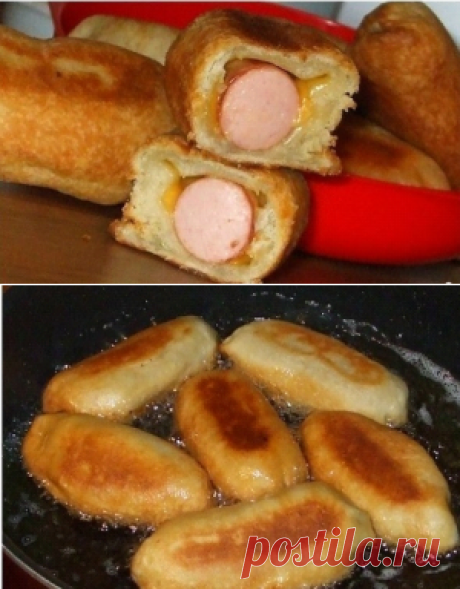 Пирожки с сосиской на сковороде