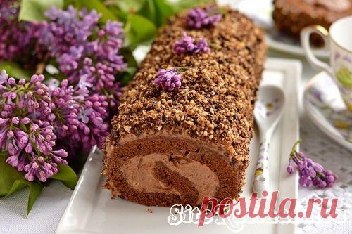 Шоколадный рулет с шоколадным кремом, рецепт с фото на— SiteKulinara.ru