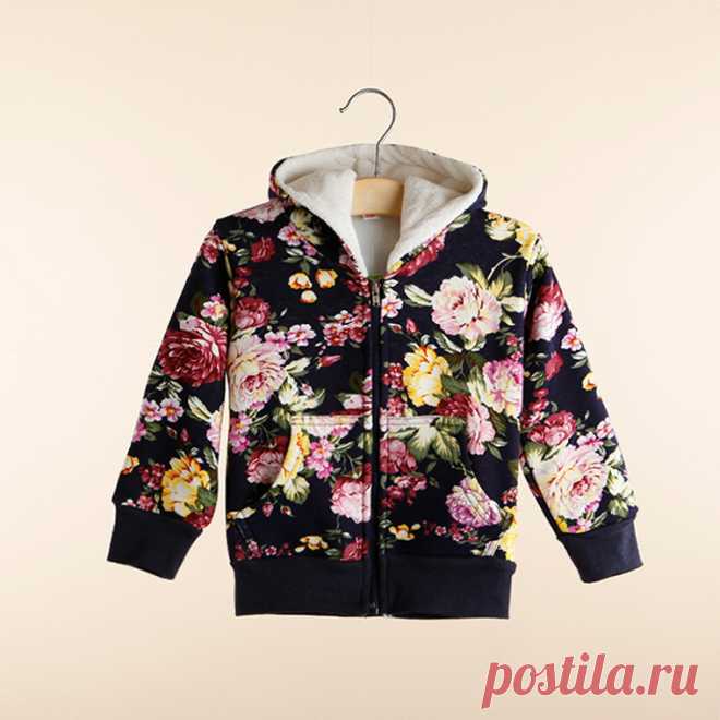 Wholesale Product Snapshot Product name is Бесплатная доставка Мальчики Девочки Осень Зима Шуба малышей Дети Верхняя одежда для детей Сладкие цветочные Куртки теплая одежда одежды