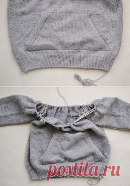 Пуловер кенгуру спицами Sweatshirt