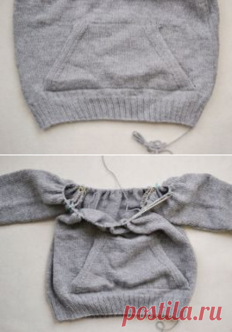 Пуловер кенгуру спицами Sweatshirt