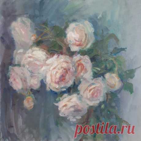 Натюрморт. Чайные розы.
Оргалит, масло. 40х40 см. 2021 год.