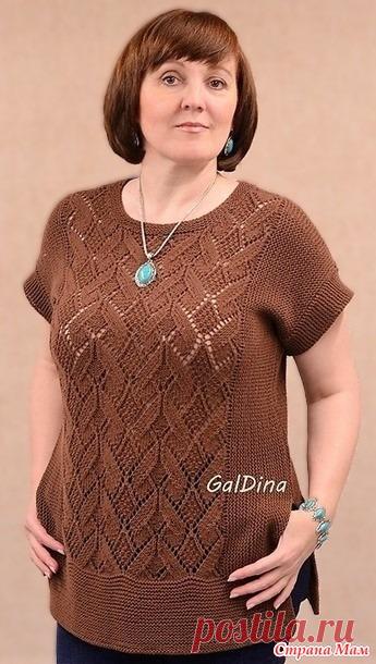 Туника с ажурным узором по переду и спинке. Спицы