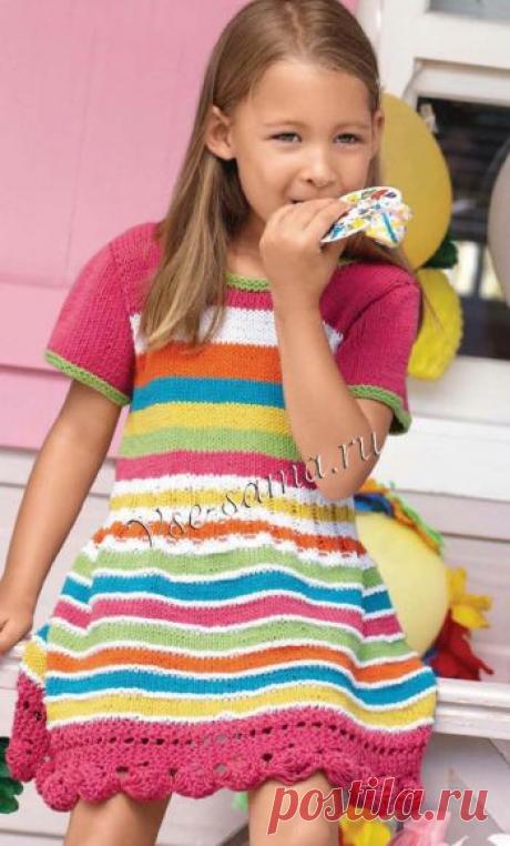 Платье спицами - чудо-радуга